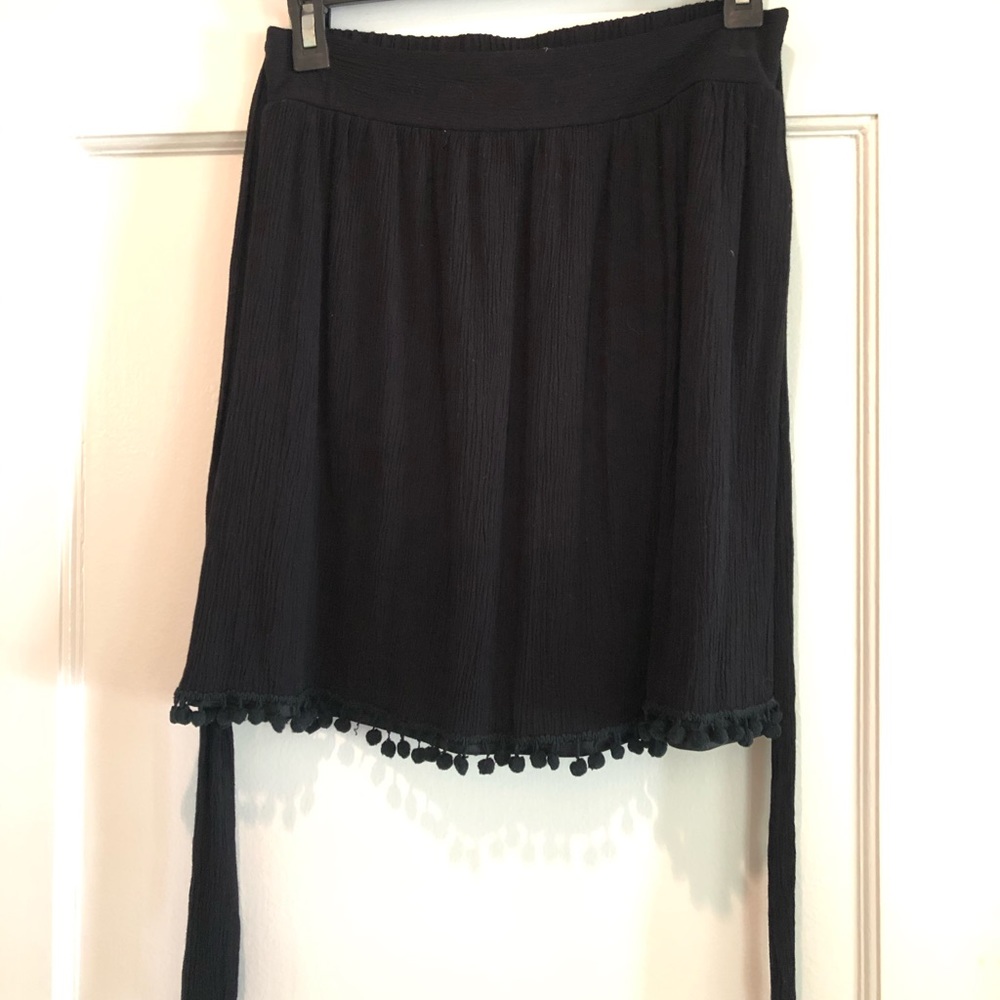 Black Skirt with Dangling Puff Balls